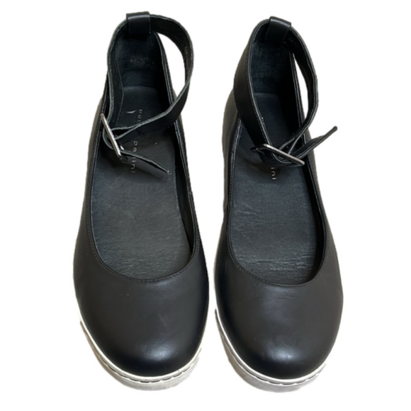 SARAH PACINI Italian Black Leather Flat with Ankle Strap, EUR 40 (US 9-9.5) - Picture 3 of 8